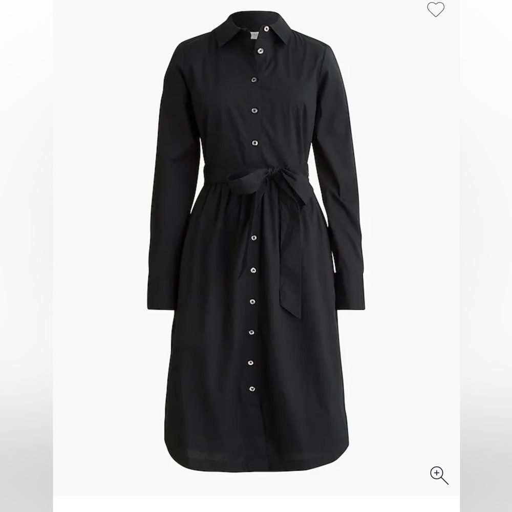 J. Crew Elegant Poplin Black Button-Down Dress